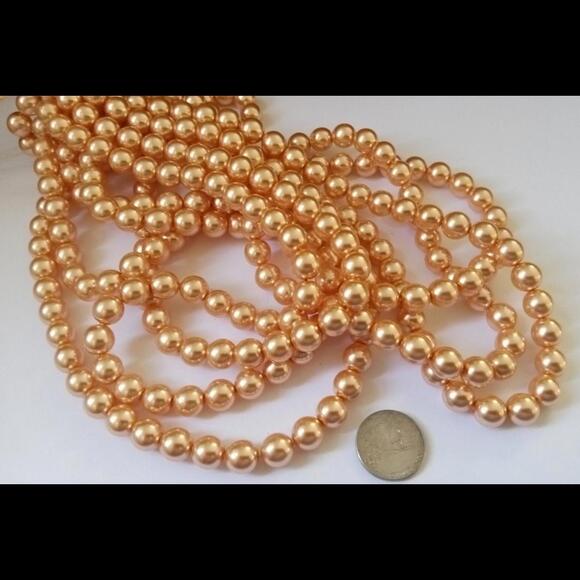 Quality Czech Glass Pearl Beads 10mm- Peach - Picture 5 of 5